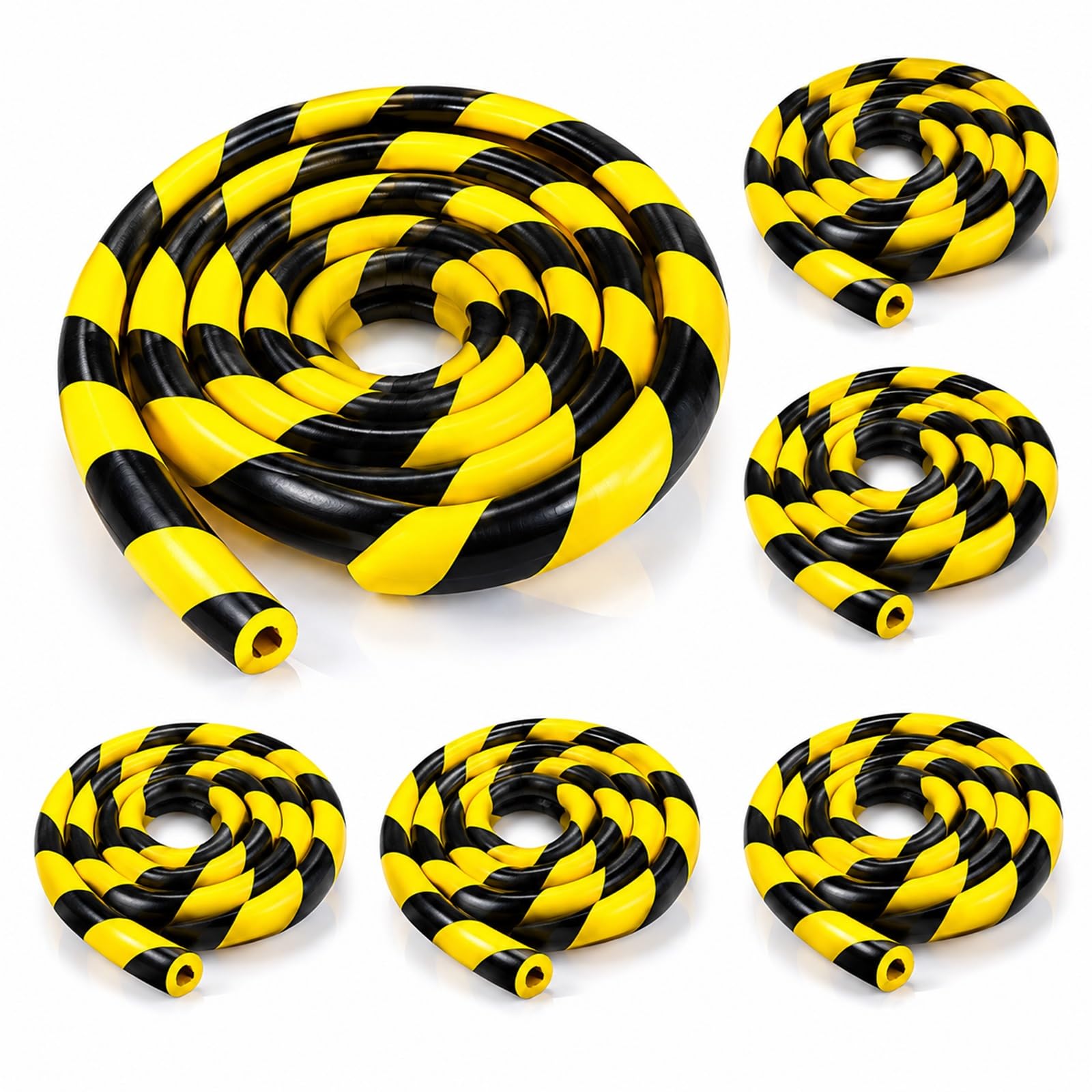 6pcs U-Shaped NBR Wall Corner Guard, 5m/16.4ft Self-Adhesive Safety Bumper Guard, Yellow/Black Stripes, for Garage, Warehouse, Workshop, Furniture & Wall Edges