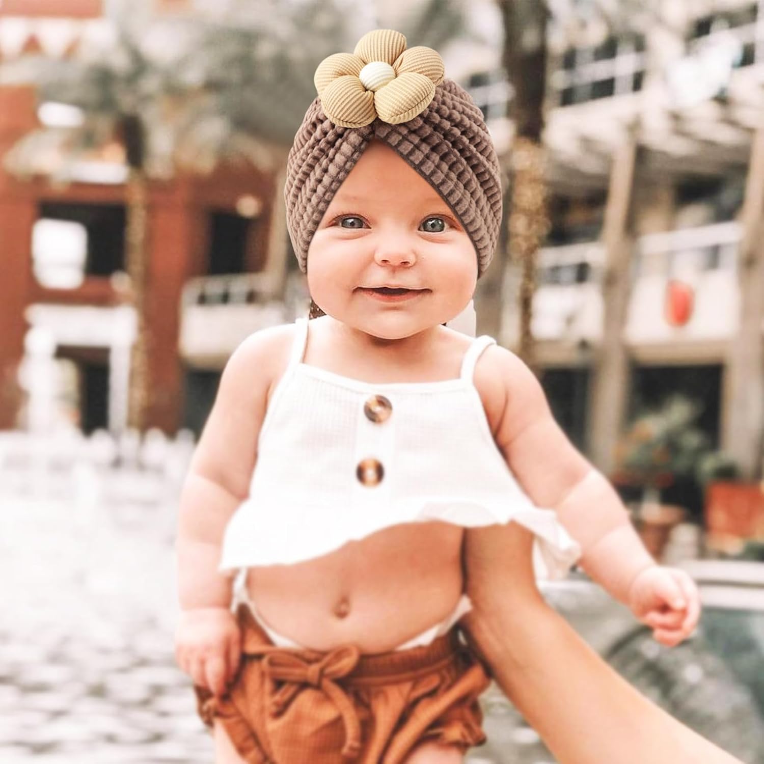 DRESHOW BQUBO 5 Pieces Baby Turban Hats Turban Bun Knot Baby Infant Beanie Baby Girl Soft Cute Toddler Cap - Image 3