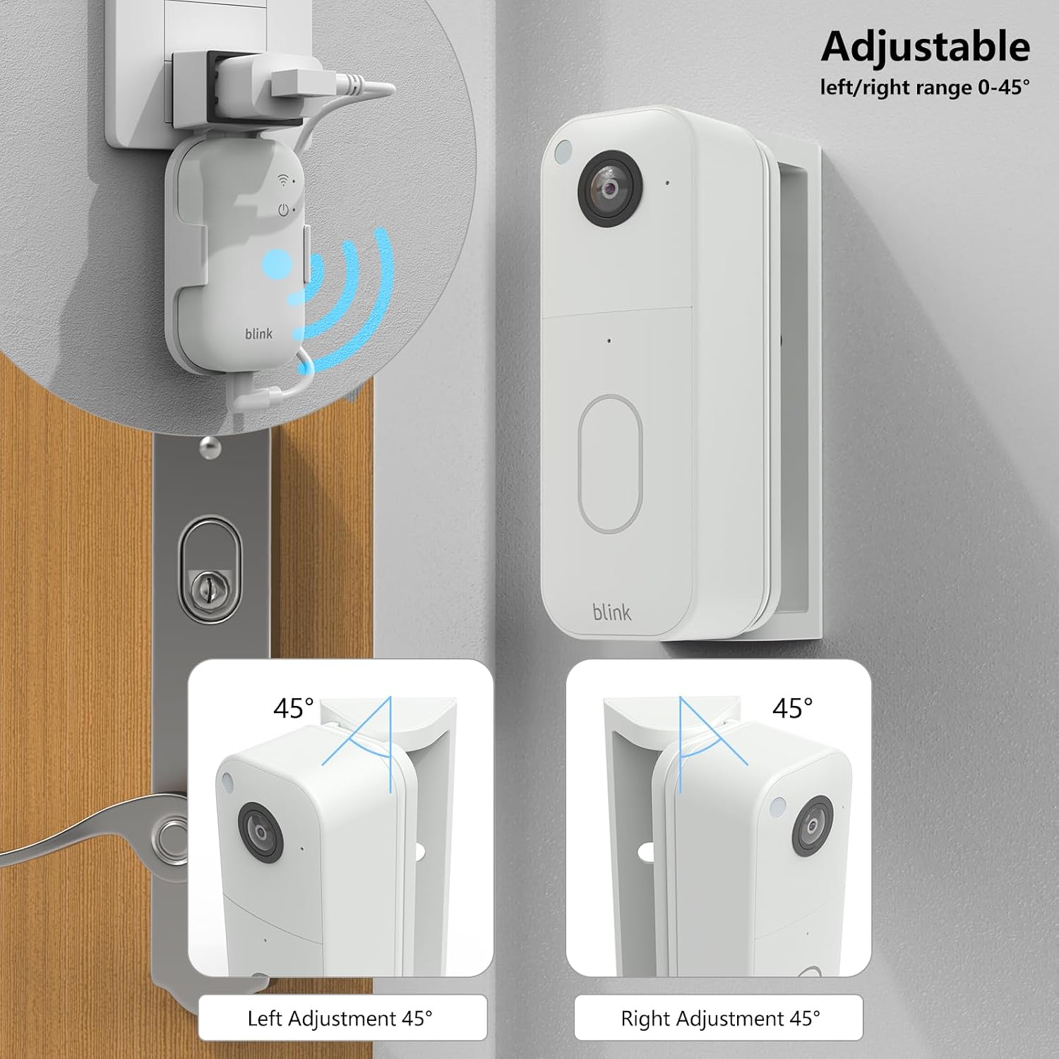 HOLACA Bracket for Blink Sync Module Core + Bracket (up to 45°) for Blink Video Doorbell (Video Doorbell & Sync Module Not Included) | White Set image 3