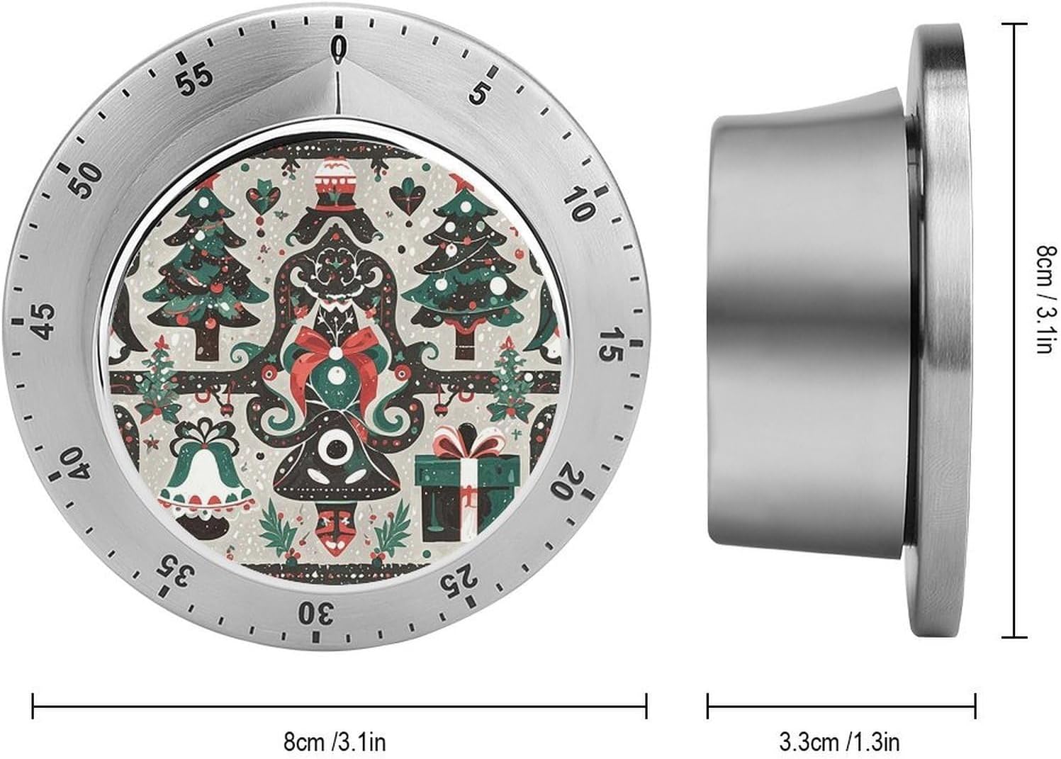Gothic Bell Pattern Timer Magnetic Backing 100% Mechanical Desk Timers Wind Up 60 Minutes Manual Countdown Timers No Batteries Required Kitchen Timer for Cooking