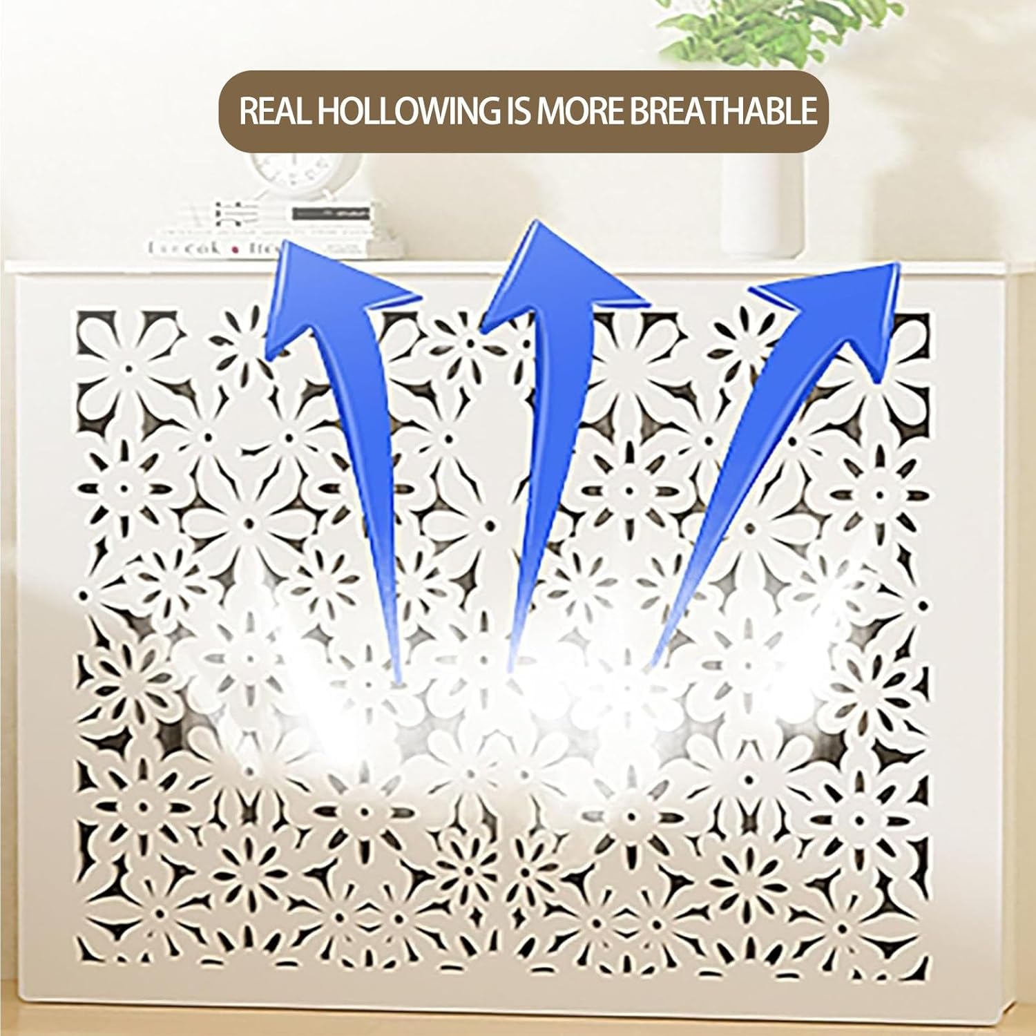 Radiator Covers for Home,Hollow Out Design Radiator Shelf, Easy Assembly White Decorative Heating Cabinet,for Office Hallway Living Room(31x27x8in/80x70x20cm)