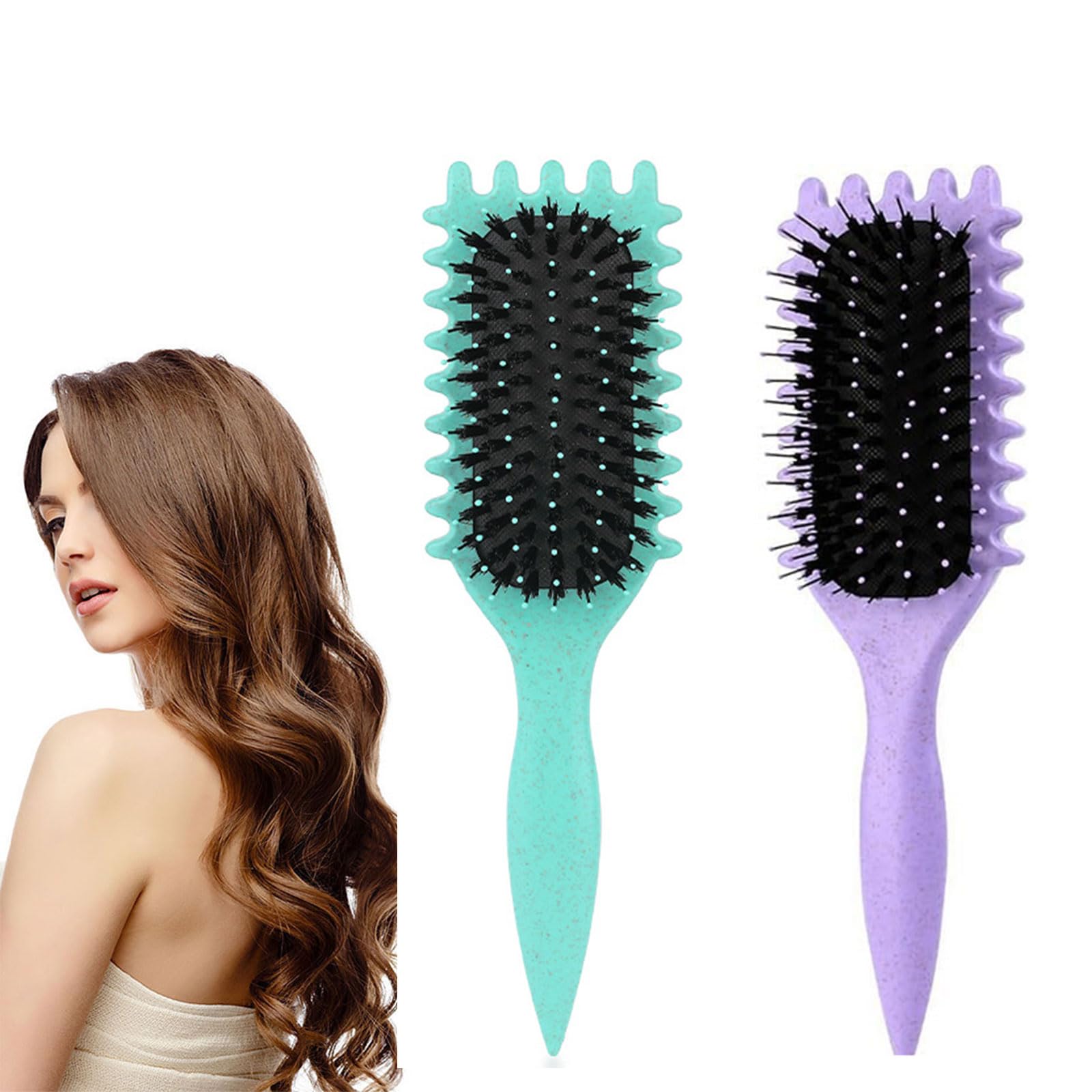 Wmzjnl 2pcs Curl Defining Brush and Wide Tooth Soft Shaping Comb for Curly Wavy Dry Hair Detangling
