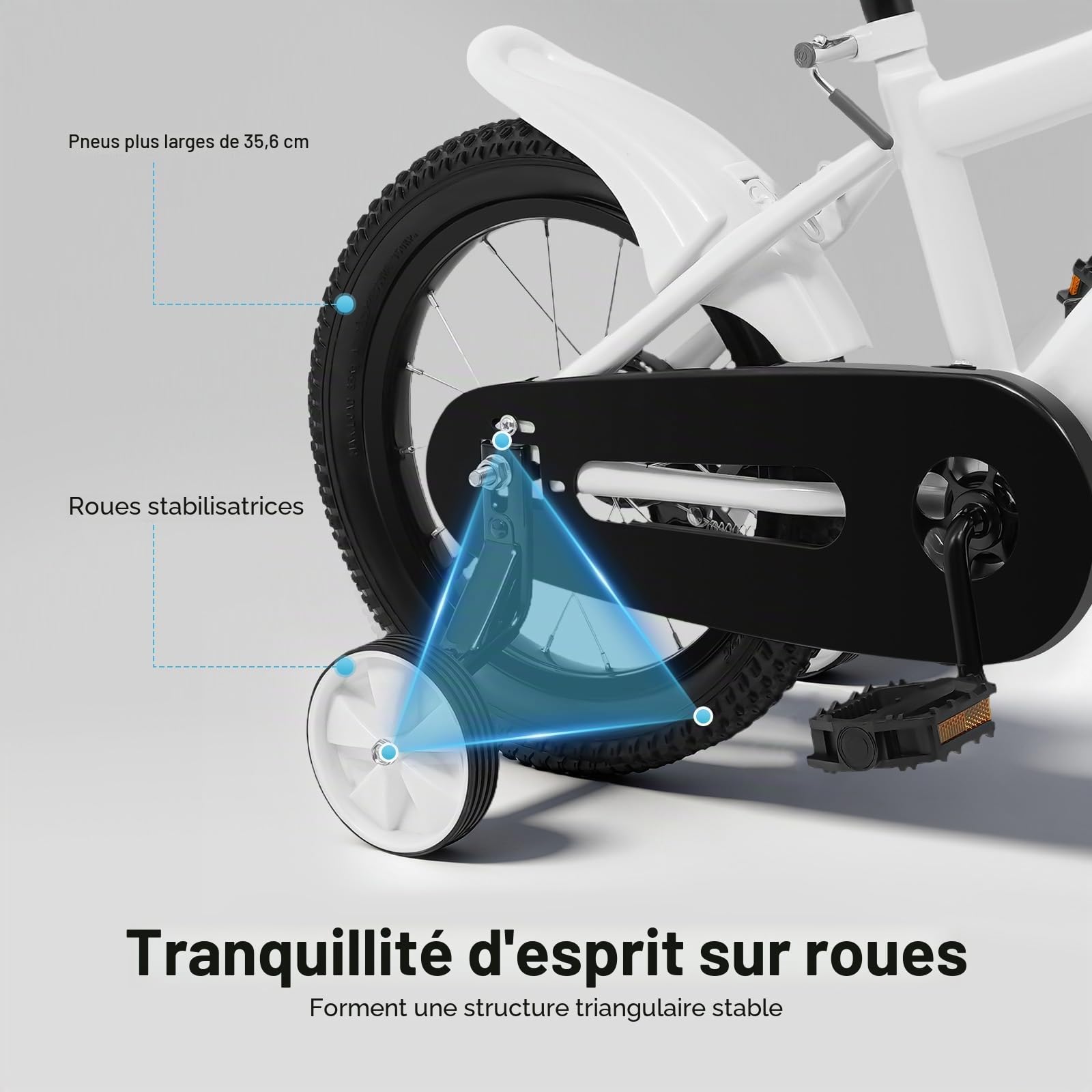 Vélo pour enfant de 14 pouces, vélo pour adolescent avec roues stabilisatrices, vélo éducatif avec siège réglable, vélo débutant avec cadre robuste, moyeu à roue libre, pour enfants, débutants
