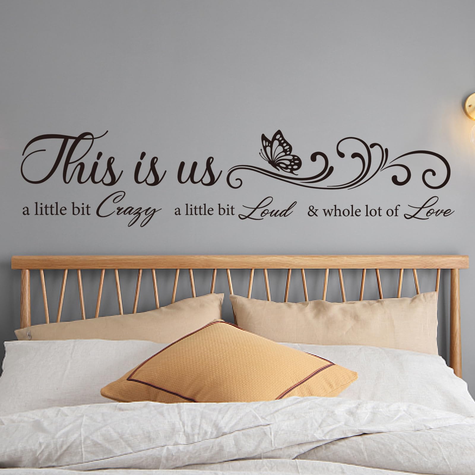 PLIGREAT Family Art Inspirational Quotes Wall Stickers This is us a Little Bit Crazy Saying Decals Removable Vinly Butterfly Stickers for Bedroom Living Room Kitchen Bathroom DIY Decor - Image 4