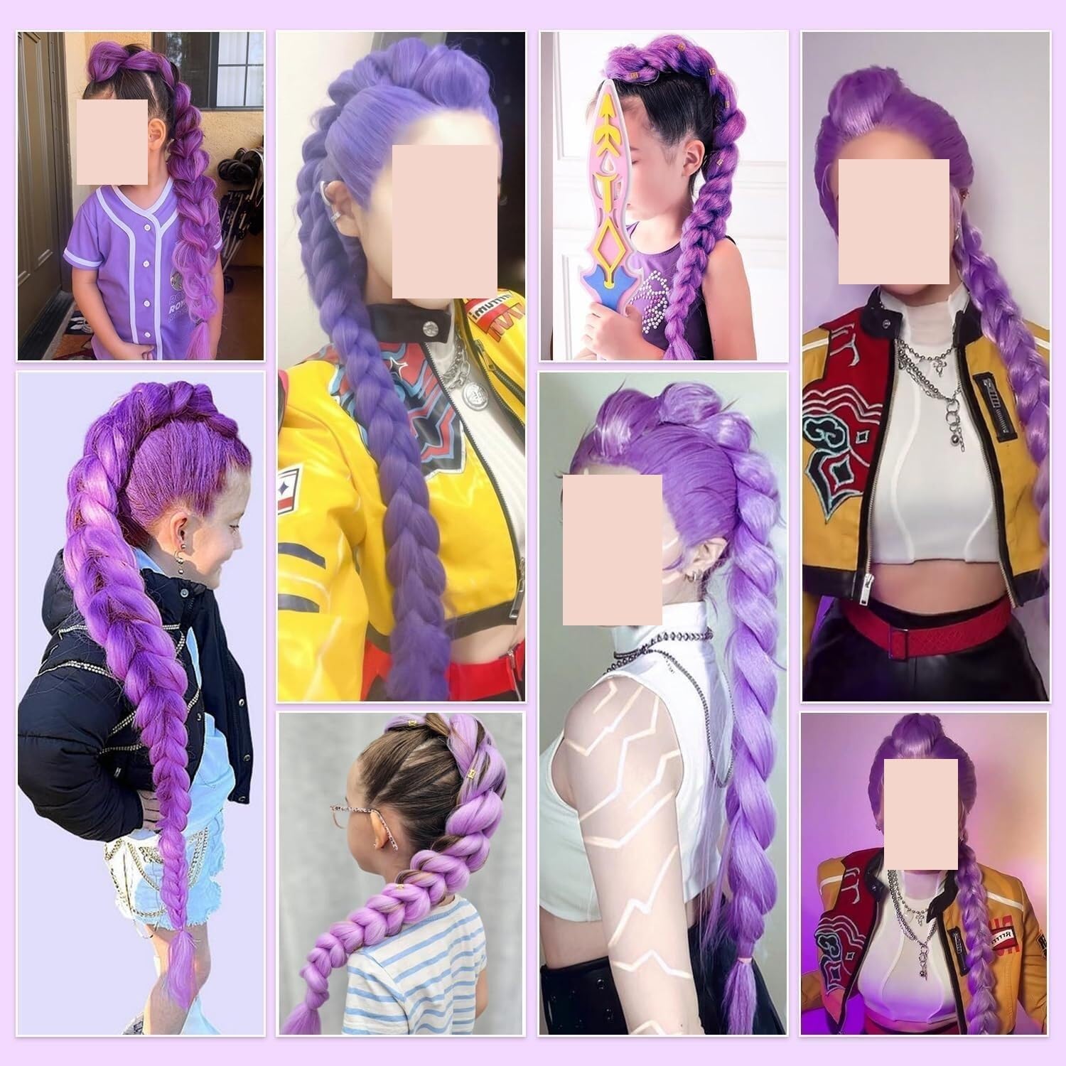 Włosy do warkoczyków syntetycznych, wstępnie rozciągnięte, 26-calowe, dla kobiet (opakowanie 2 szt.), nieplączące się, idealne na cosplay i Halloween (niebieskie)(Dark Purple,Pack of 4)