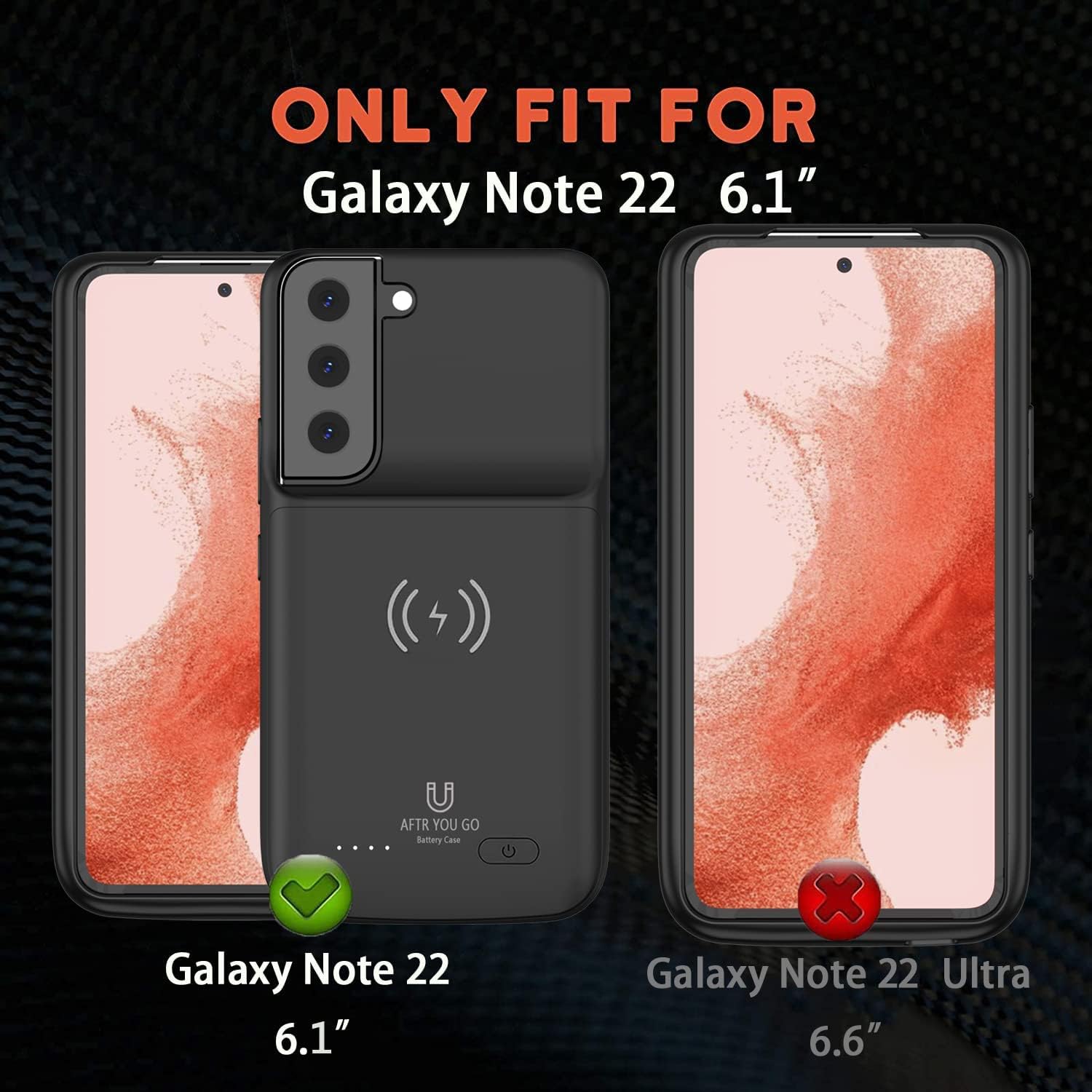 Galaxy S22 Battery Case 7000mAh, Qi Wireless Charging & Fast Charging & Transfer Data Supported, Extended Rechargeable Charger Case for Samsung S22 5G-6.1 inch (2022 Release)