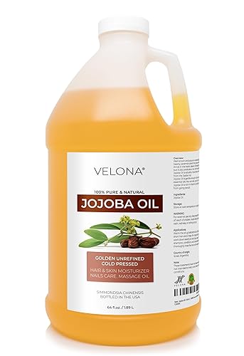 Aceite de jojoba - 64 onzas | 100% puro y natural | dorado, sin refinar, prensado en frío, sin hexano | Hidratante para rostro, cabello, cuerpo,