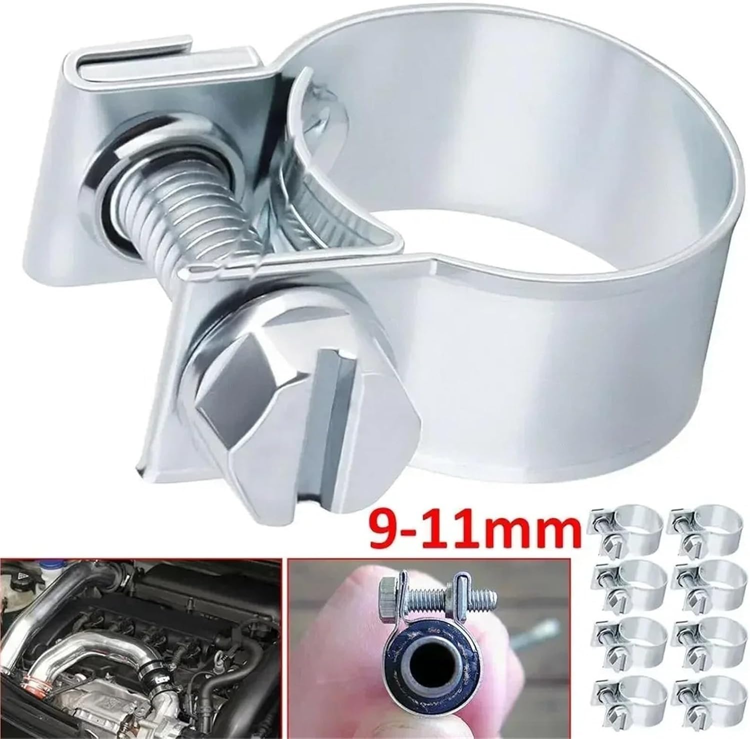 10Pcs Carbon Steel Hose Fuel Clips - 720mm Oil Water Pipe Clamp - Durable Metal Fasteners for Plumbing(14-16mm)