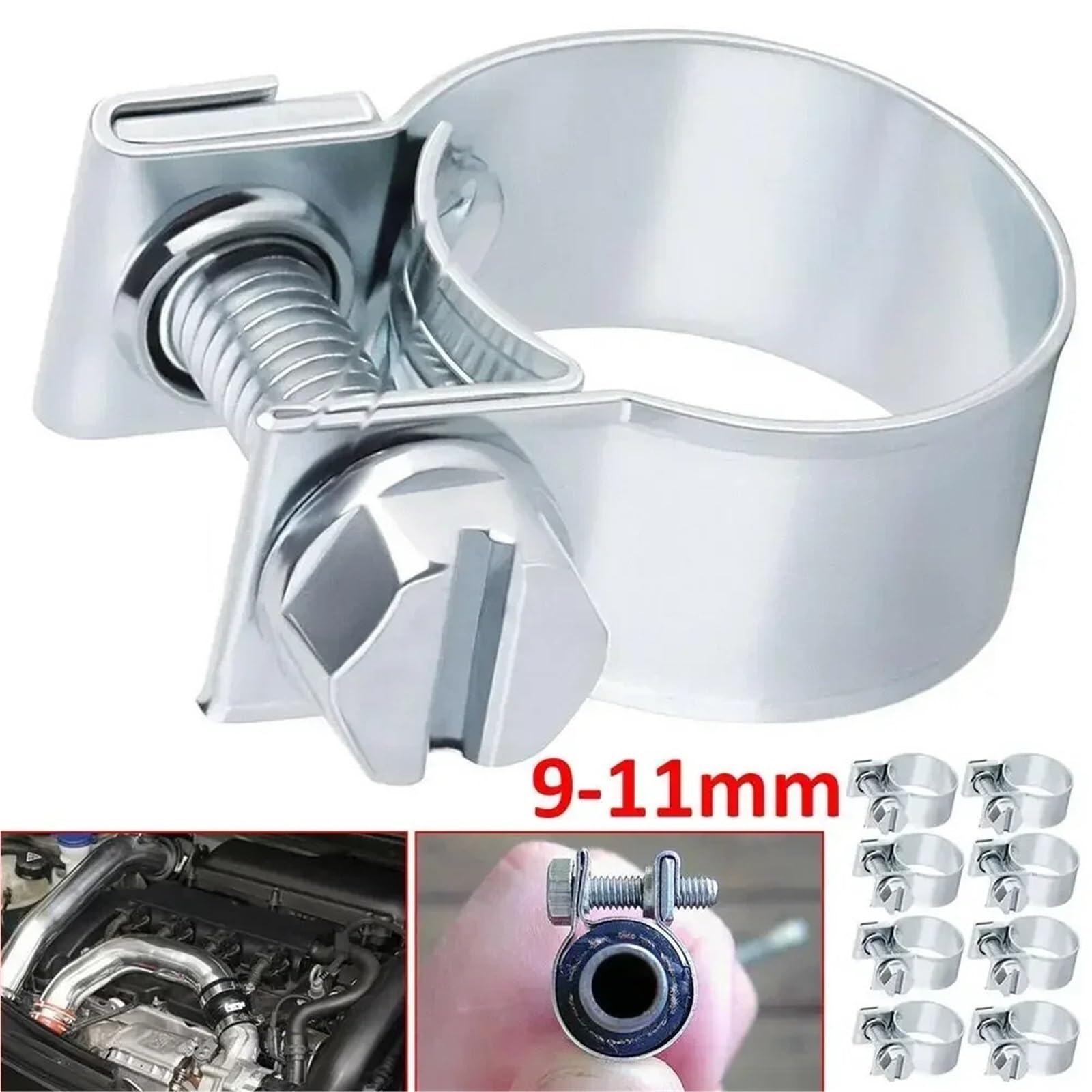 10 abrazaderas de acero al carbono for manguera de combustible - Abrazadera metálica de 720 mm for la fijación de tuberías de aceite, agua y gas - Fijaciones for plomería(7-9mm)