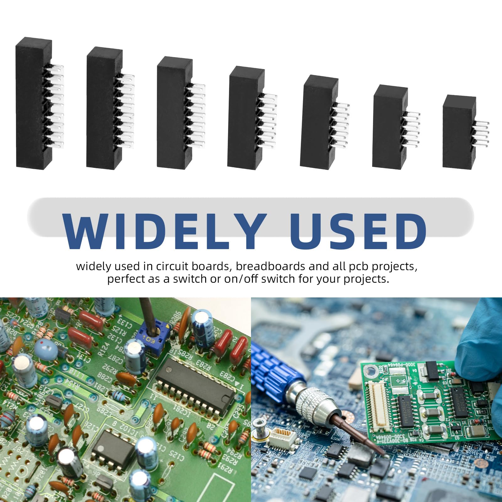 Glarks 70 piezas de 6/8/10/12/14/16/18 pines de 2 mm de paso de doble fila recta, conector de enchufe IDC, cabezales de caja IDC, cabezales de caja de doble pin para proyectos de equipos electrónicos