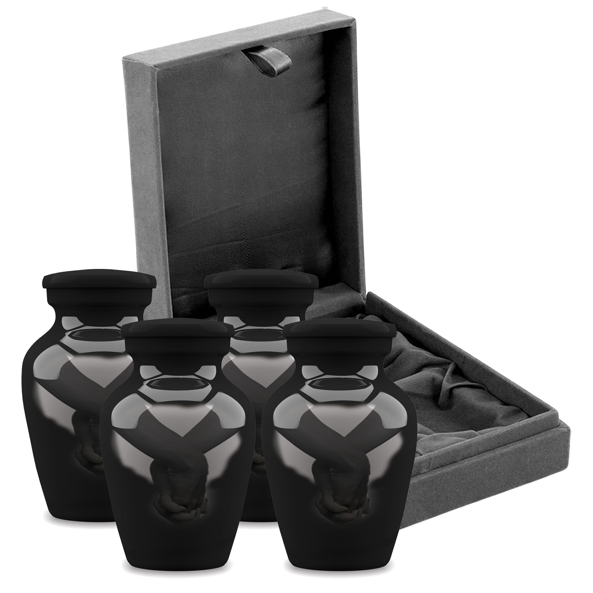 Forever URNS - Urna de recuerdo pequeña – Loving Hands Cantidad 4 – Urna de recuerdo para cenizas humanas con 1 caja de terciopelo, mini urna de recuerdo, urna de recuerdo asequible