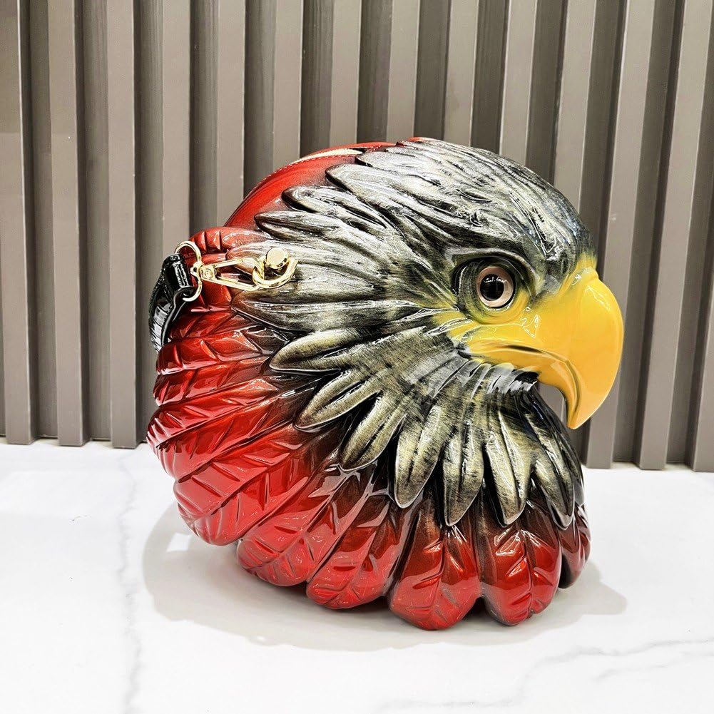Torba na ramię z łysą głową na Halloween, torba na ramię z głową zwierzęcia 3D, torebka na zamek błyskawiczny ze skóry PU, zabawna słodycz lub psikus