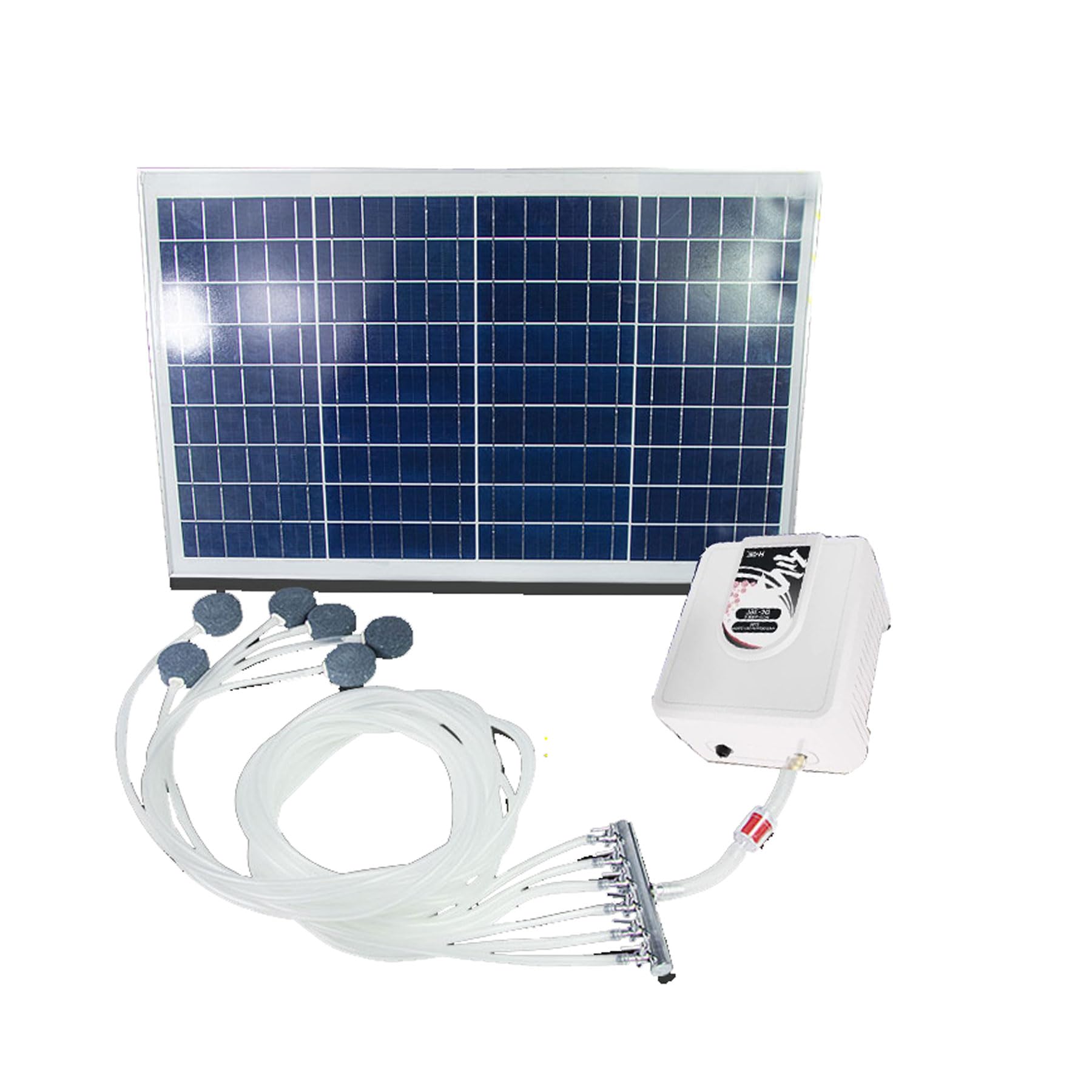 16w Solar Oxygen Air Pump, Quiet Type Solar Pond Aerator with 6-Hole Diverter and Double Pure Copper Motor, Solar Powered Aerator Pump Kit for Outdoor