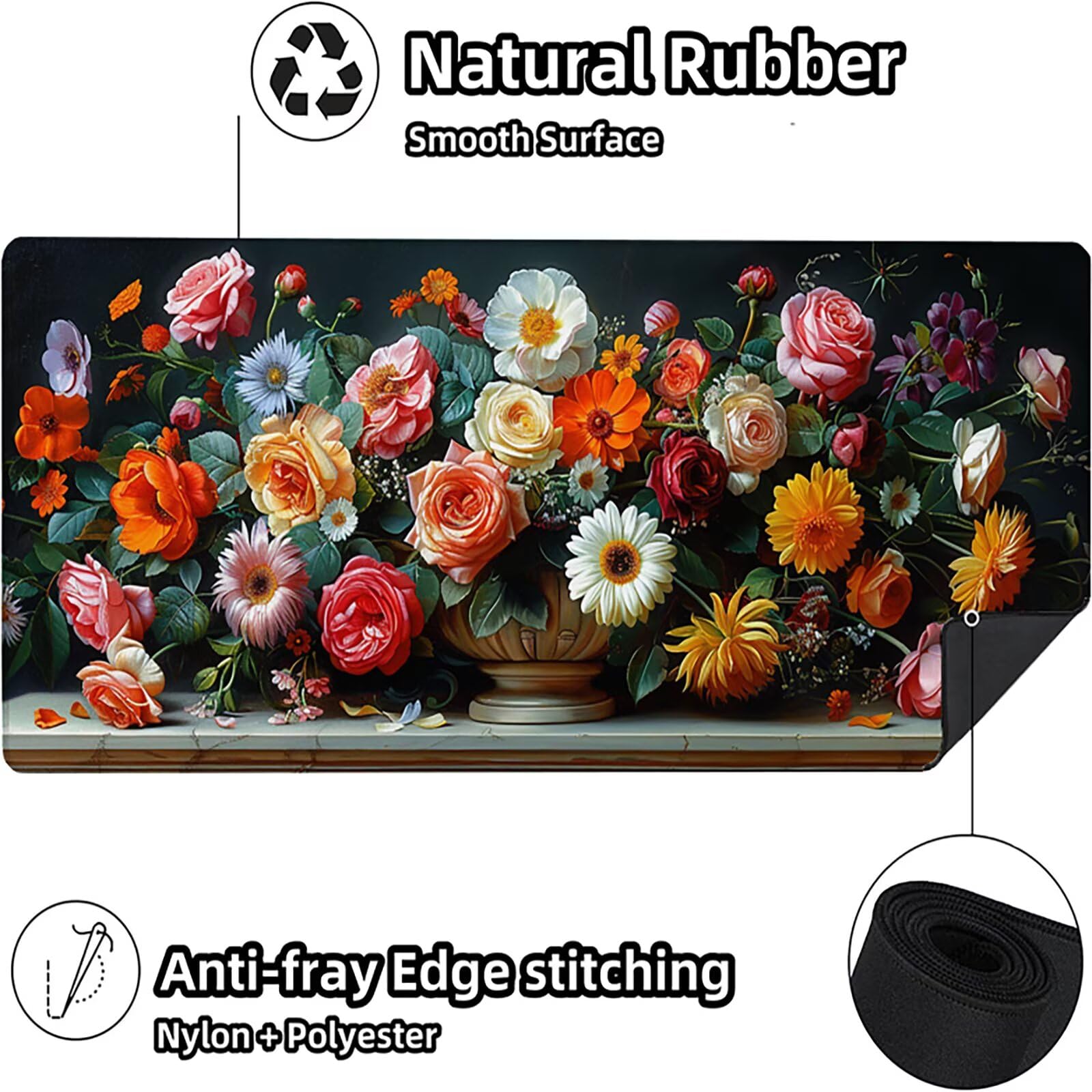 Florero Alfombrilla Ratón Gaming XXL 1500x800 mm, Alfombrilla Gaming Rosa Mousepad con Base de Goma Antideslizante, Impermeable Desk Mat para Teclado y Raton, Accesorios Gaming, Regalos de Hombre C-C