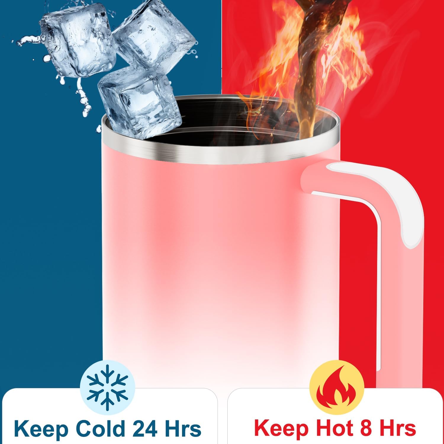 40 oz Tumbler with Handle and Straw Lid Insulated Tumblers Cups with Lids Straws Double Wall Vacuum Stainless Steel 40oz Tumbler Travel Mug Gifts for Men Women Him Her (Sakura) - Image 4