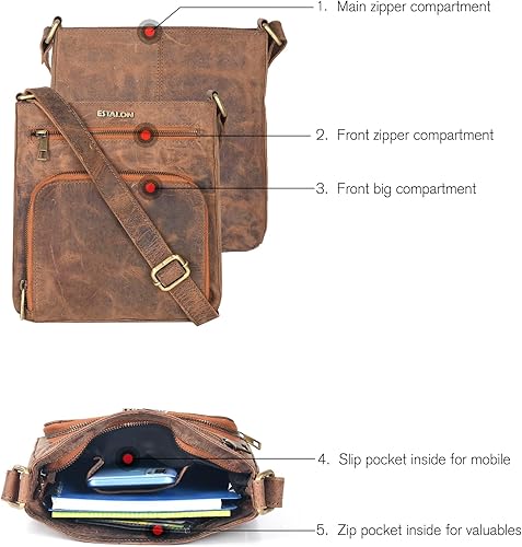 Miniatura 2 de ESTALON Bolsos cruzados de cuero para mujer - Bolsos cruzados de moda - Bolso cruzado de cuero para mujer - Bolso bandolera para mujer