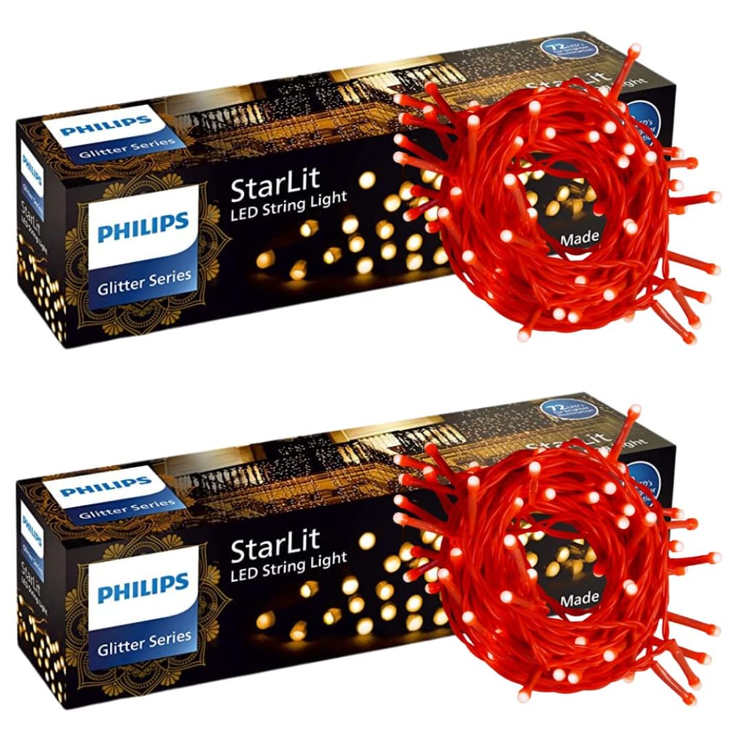 PHILIPS Starlit 12 Meter 72 LEDs String Light for Decoration | Festival LED String Light for Diwali, Christmas and Home Decoration| Red, Pack of 2 (B0B5RQPHHN) Amazon Price History, Amazon Price Tracker
