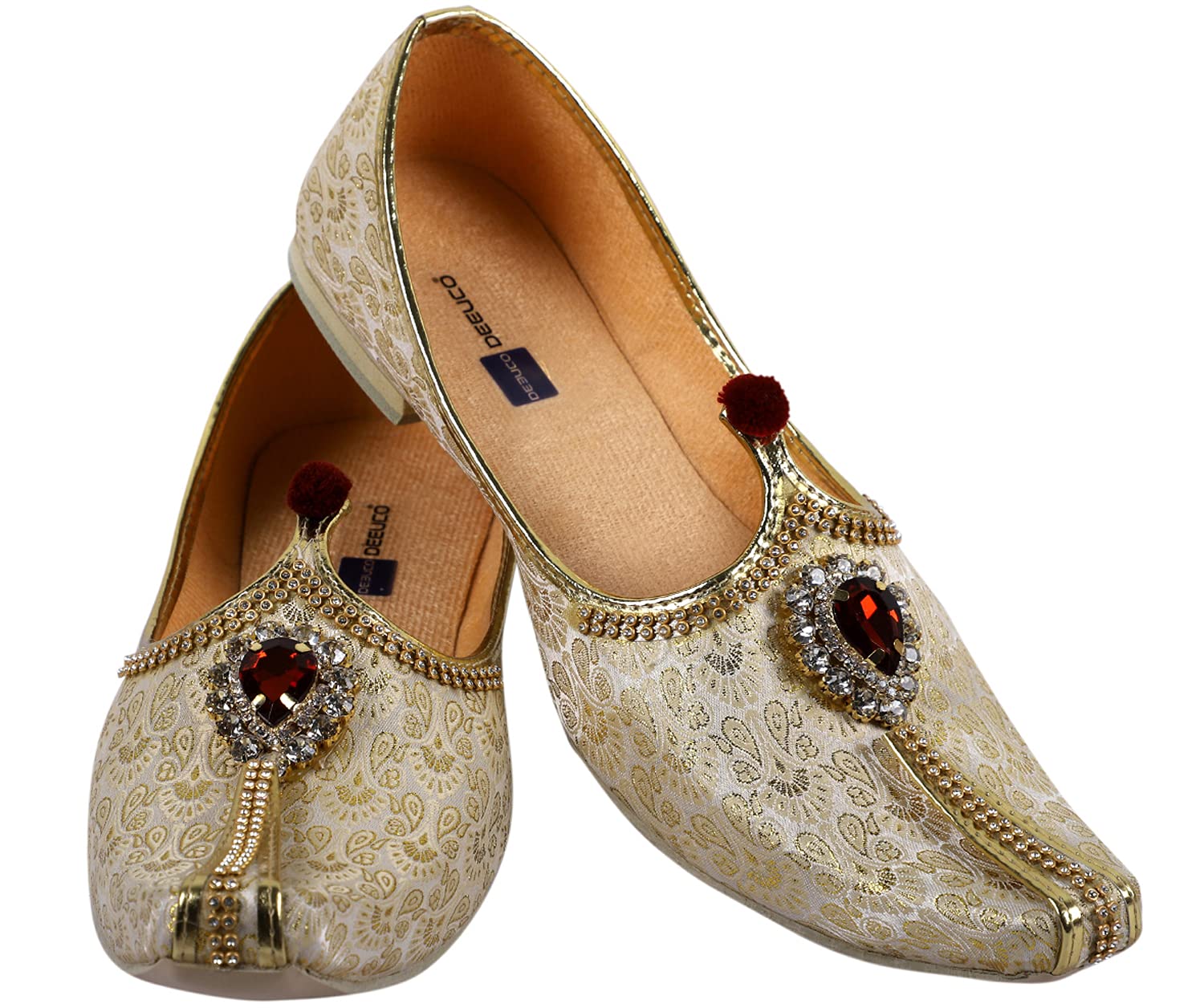Men's Ethnic Golden Premium Designer Wedding and Sherwani Jutti,Mojari-image-12