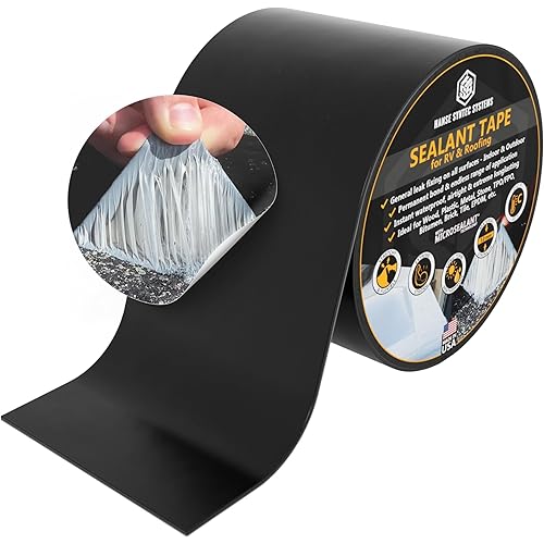 HSS Sealant Tape with MicroSealant - Waterproof Commercial Roofing Tape for Roof and RV Repair - UV- & Weatherproof - Black - 4 inch x 25 feet