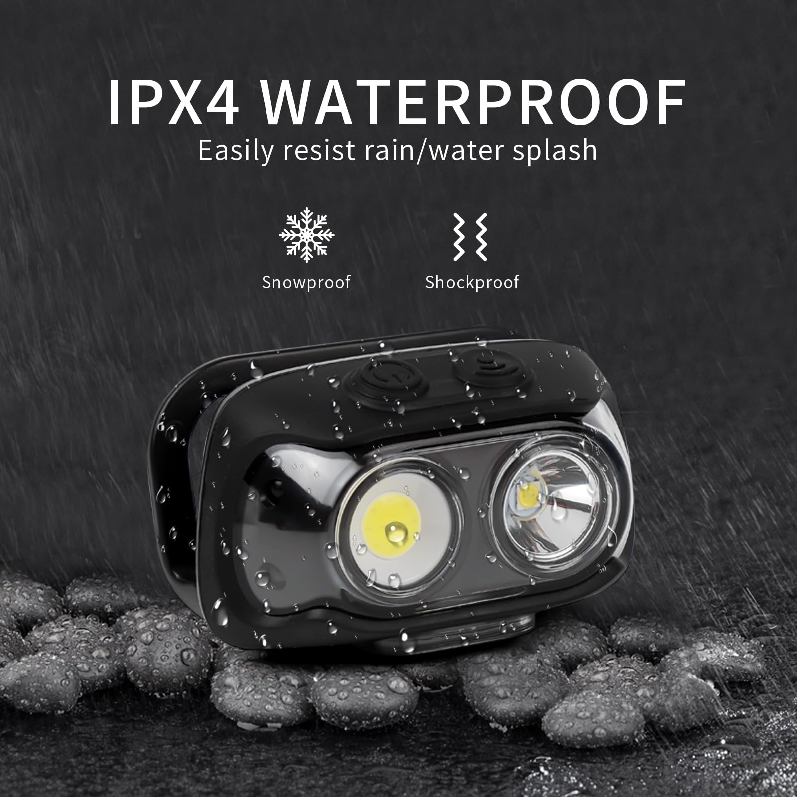 Wiederaufladbare Scheinwerfer, LED-Scheinwerfer-Taschenlampe mit Bewegungsmelder, verstellbares Kopfband, IPX4 wasserdicht, 6 Beleuchtungsmodi, geeignet für Outdoor, Laufen, Camping und