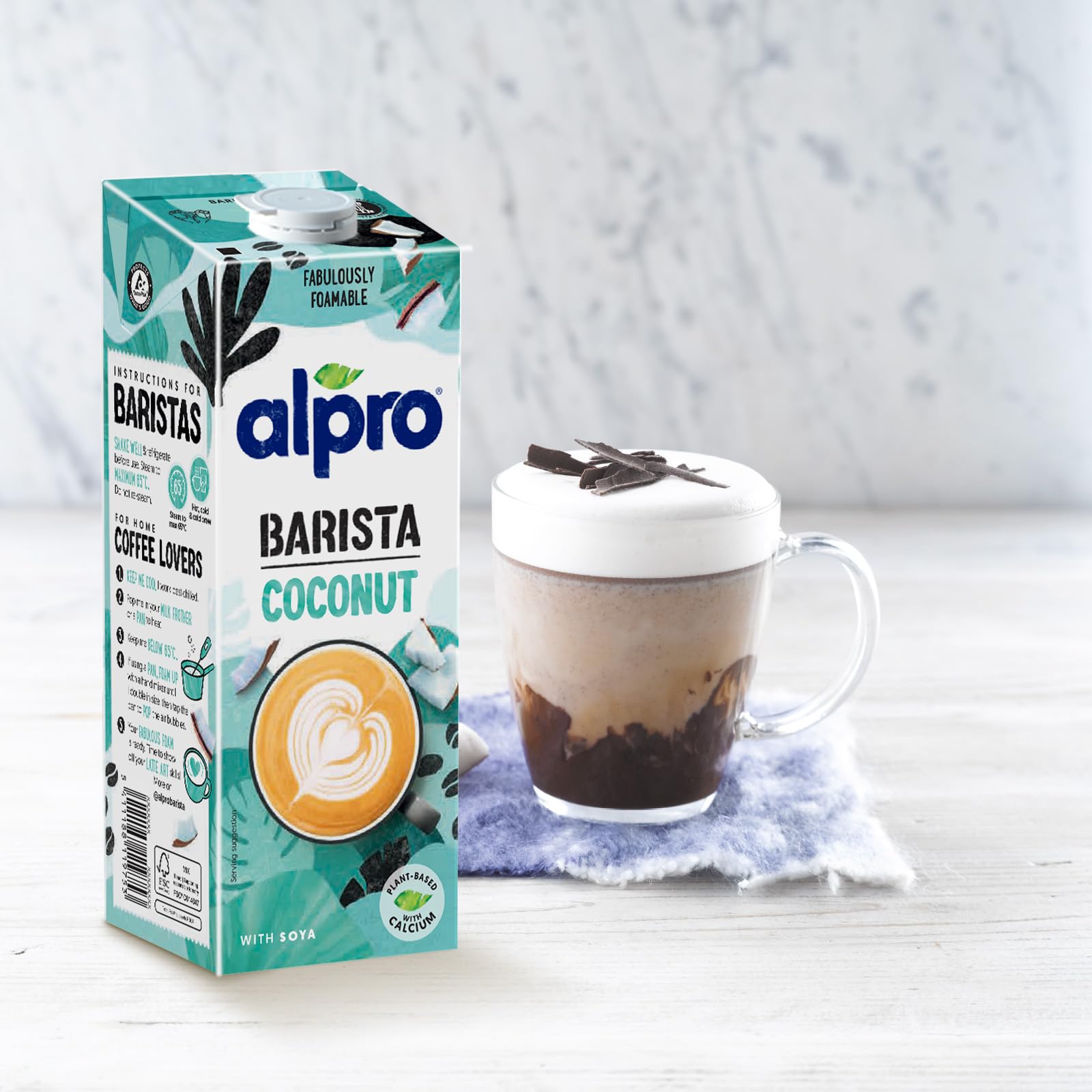 ALPRO BARISTA PROFESSIONAL, Bevanda al COCCO, Naturalmente Senza Lattosio, per Deliziose Creazioni da Bar 100% vegetale, Senza Glutine - 8 confezioni x 1 Litro