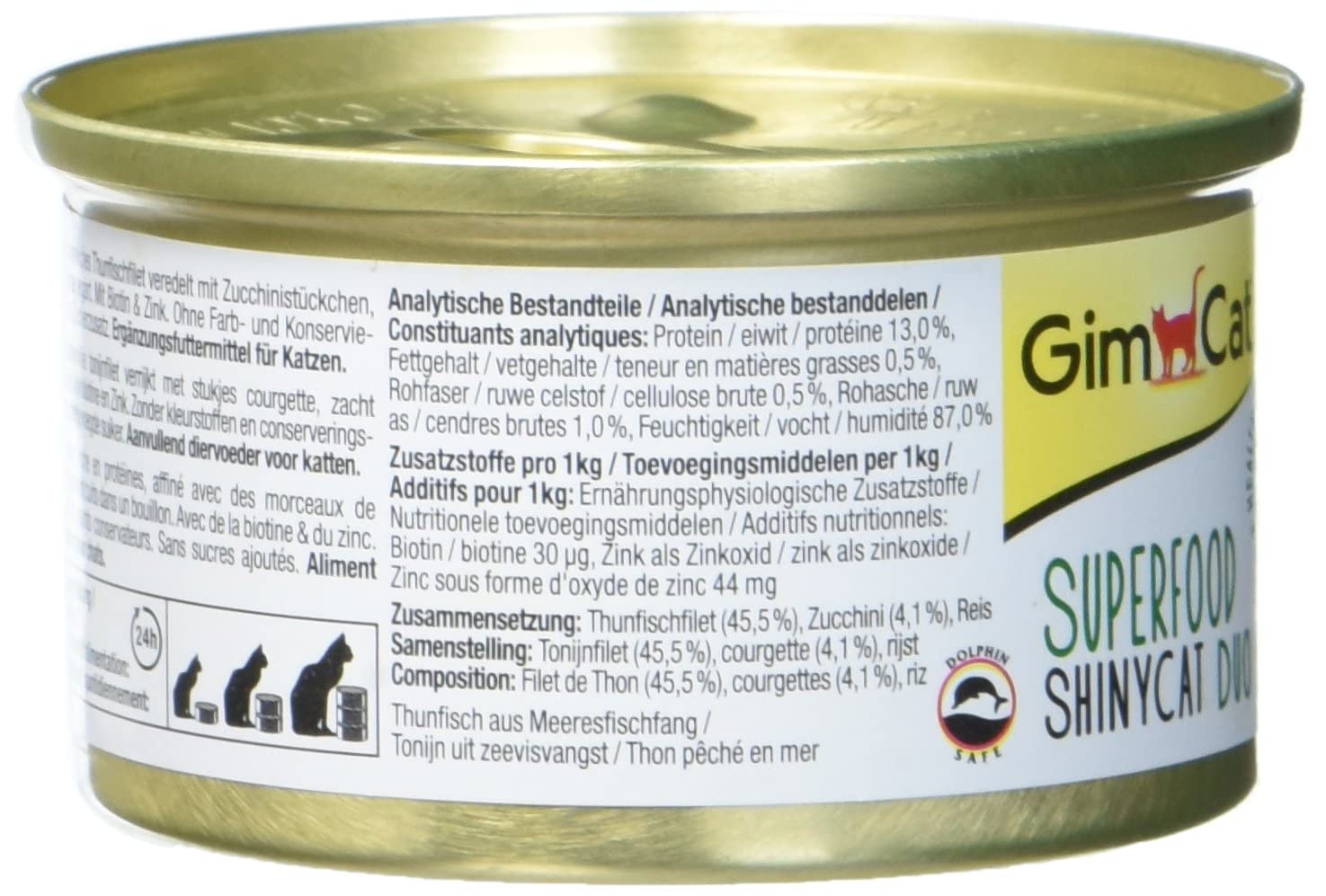GimCat Superfood ShinyCat Duo Thunfisch mit Zucchini - Katzenfutter mit saftigem Filet ohne Zuckerzusatz für ausgewachsene Katzen - 24 Dosen (24 x 70 g) (Packung mit 2)