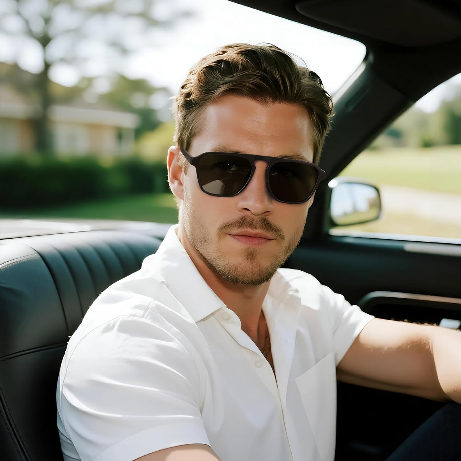 STORYCOAST Polarized Retro Aviator Sunglasses for Men Women Classic Driving Running Sports Square Aviators Sun Glasses