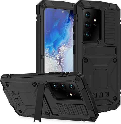 Funda para Samsung Galaxy S21 Ultra, de grado militar, resistente a prueba de caídas de cuerpo completo con protector de pantalla con soporte