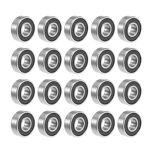uxcell 696-2RS Rodamiento de bolas de ranura profunda 0.236x0.591x0.197 in Rodamientos de acero cromado sellado doble, paquete de 20