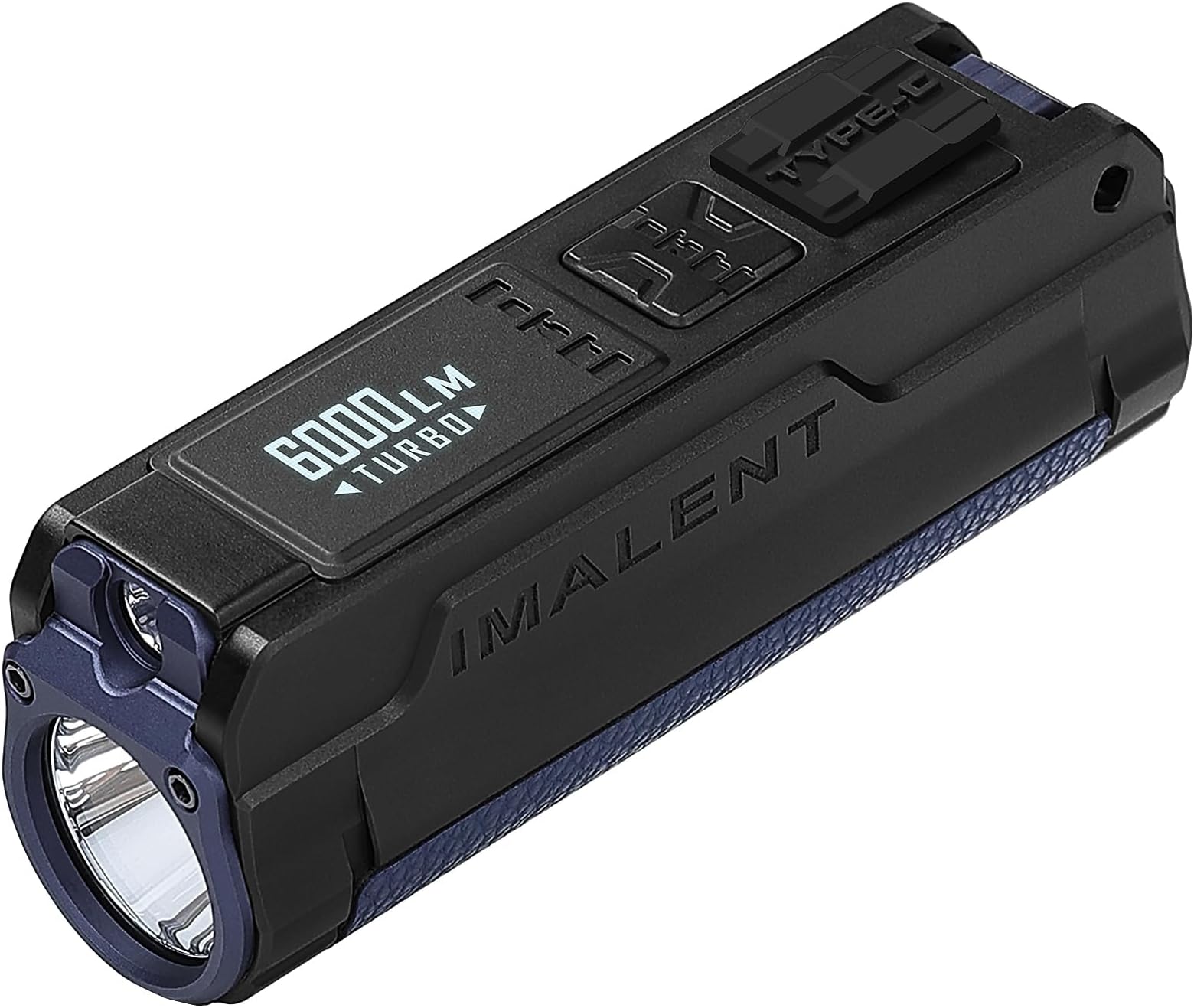 BL70 EDC Minimalist Flashlight, 6000 Lumen Tactical Flashlight, White and Red Light, with 1 CREE XHP70.2 LED, OLED Display, Fast Type-C Charging, IP68 Resistant for Camping Hiking Emergency