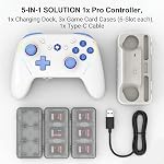 NBCP Wireless Controller & Charging Dock Bundle for Nintendo Switch 2, 5-in-1 Magnetic Fast Charging Dock, 18 Game Card Storage, RGB Light, Customizable Turbo & Macro Gaming Controller
