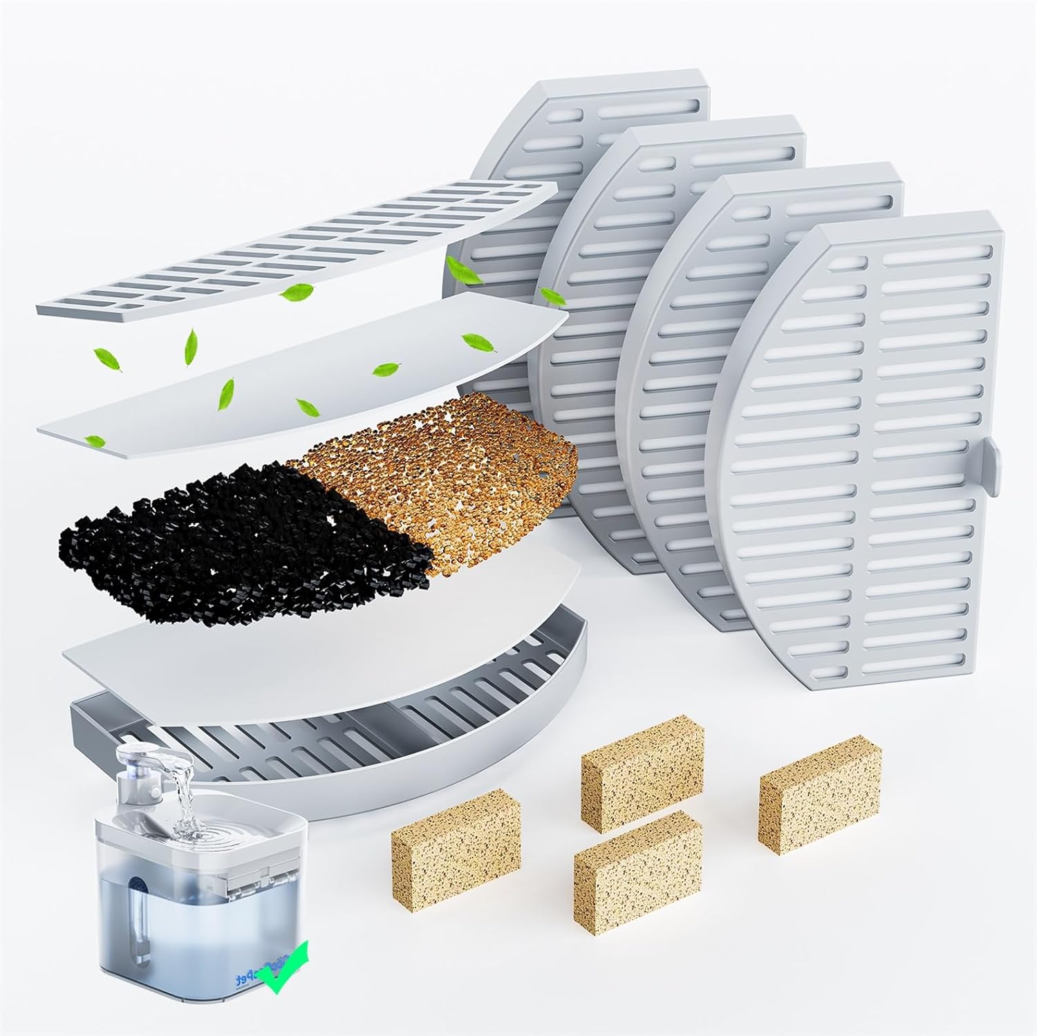 Filtros reemplazo fuente agua gatos 4 paquetes carbón activado 2.2L