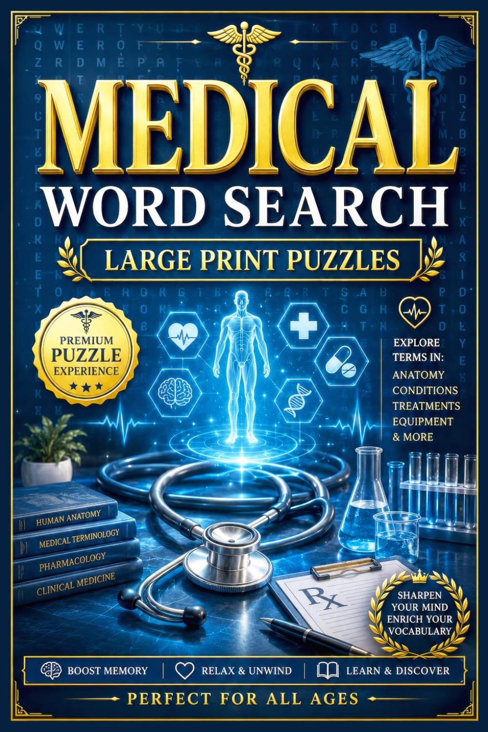 Medical Word Search: Large Print Brain Games Featuring Puzzles with Diseases, Terminology & Healthcare