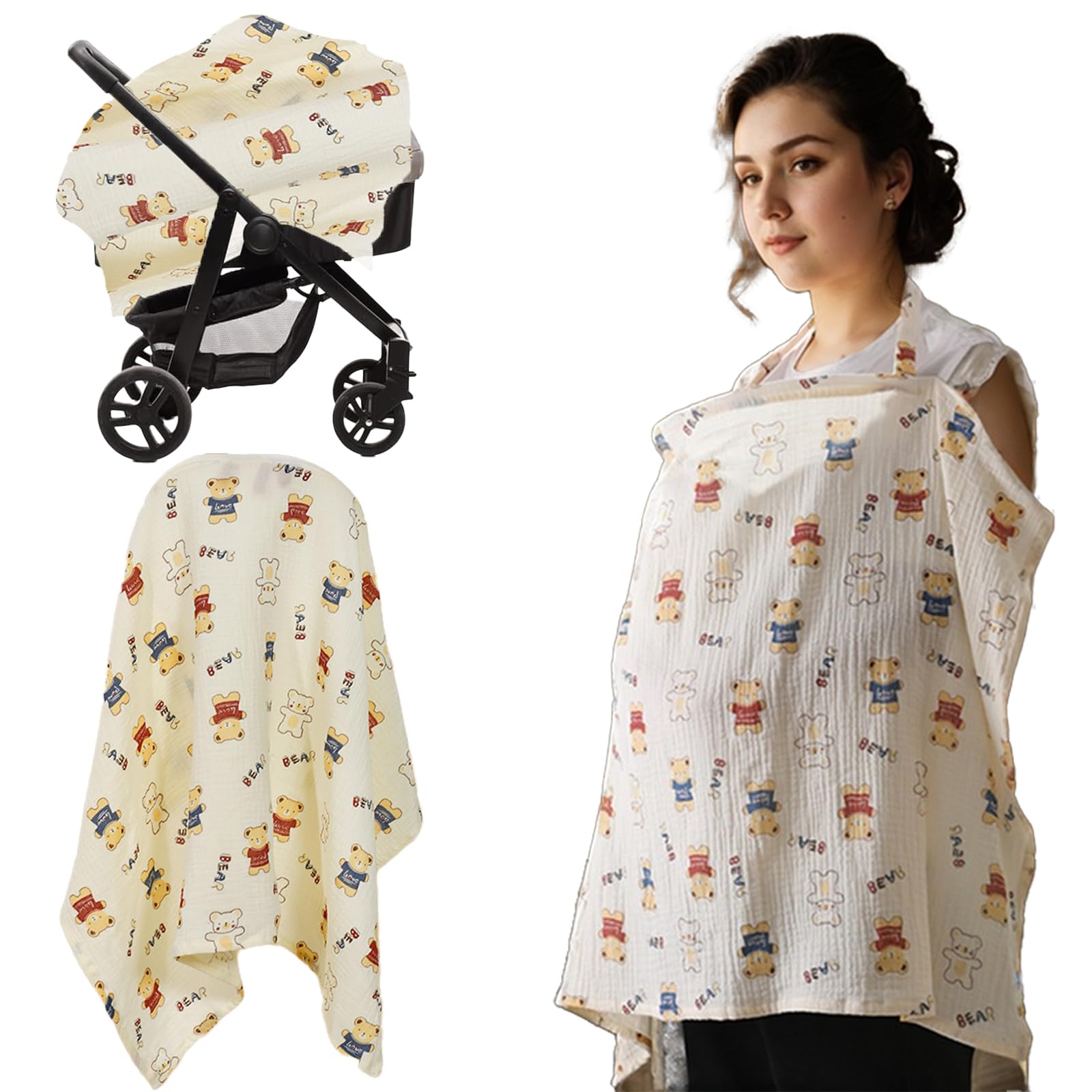 Couverture d'allaitement 360° en coton respirant pour bébé - Tablier d'allaitement