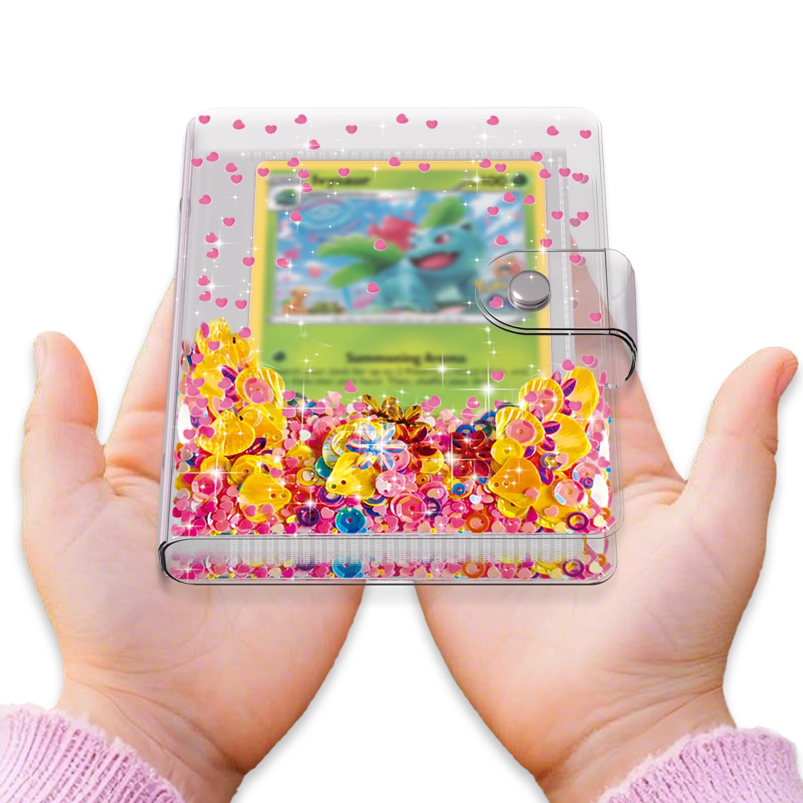 Transparent Pink Card Binder for Pokemon Cute Card Binder for Game Cards Trading Cards Small Card Booklet for 3~10 Year Girls Gifts