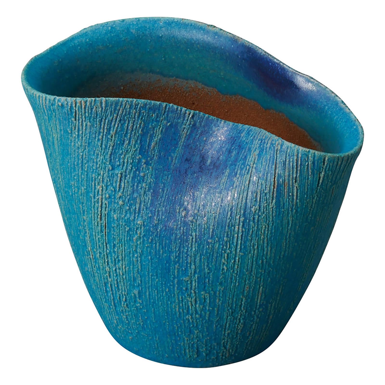 Shigaraki Ceramic Vase, Large Blue