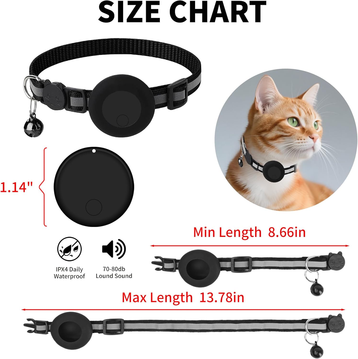 GPS Tracker for Cats (1 Pack), Mini GPS Cat Tracker, Smart Pet Activity Tracker, No Monthly Fee, Compatible with Apple Find My(iOS Only), Anti-Lost, Finder Tag for Vehicles, Pets, Kids, Items