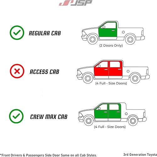 Miniatura 2 de JSP Tira deflectora de ventana lateral de canal exterior, protector de lluvia para Toyota Tacoma Crew Max 2016-2022, acrílico ahumado oscuro,