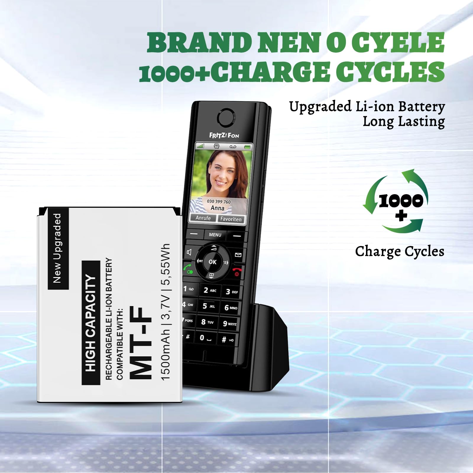 Batterie 750 MAh Pour AVM FRITZ!Fon C5/C4/M2/MT-F - Lot De 2 Pièces - Compatible Avec 312BAT016, 312BAT006 - Remplacement Li-ion
