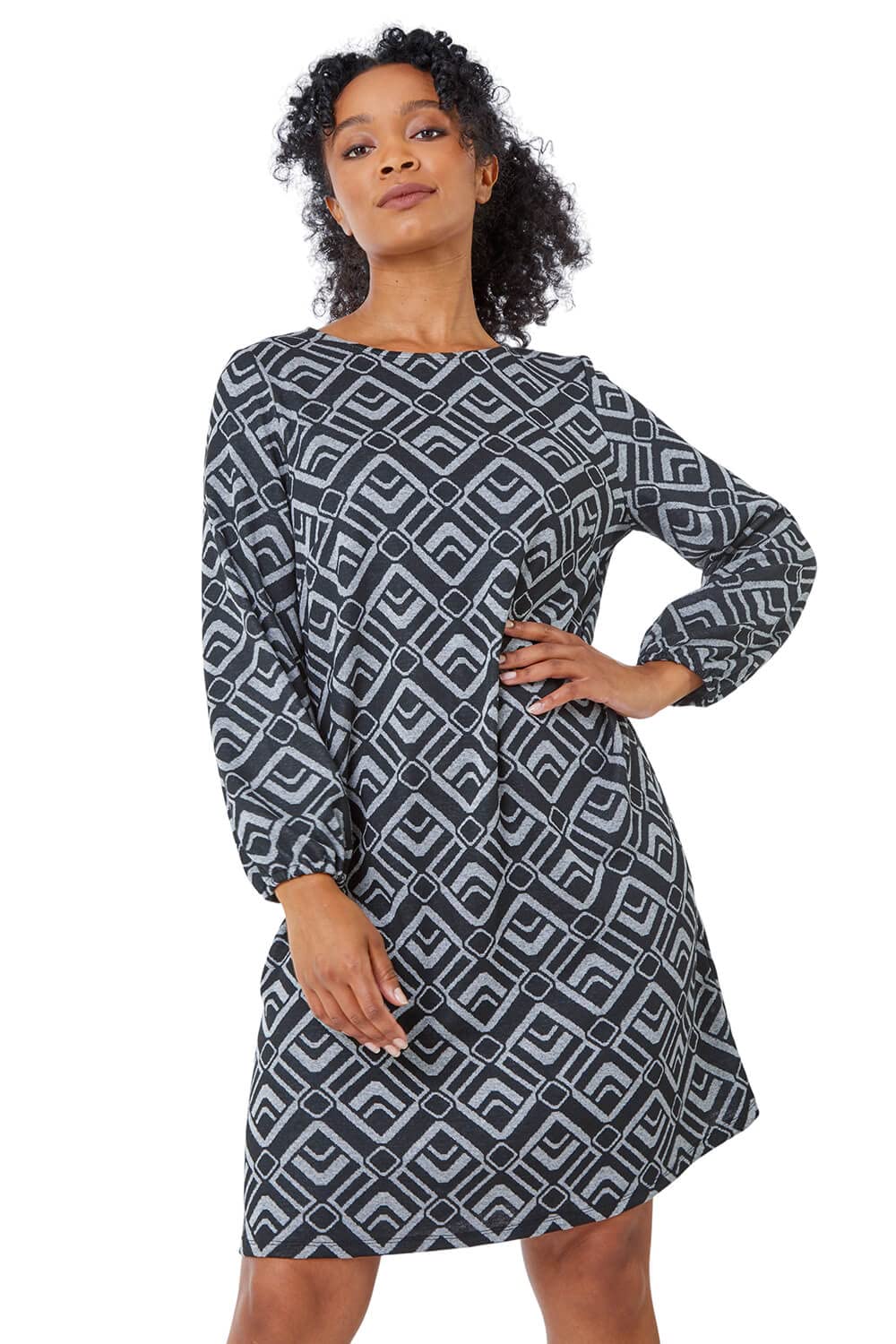 Roman Petite Geometric Tunic Dress For Women Uk Ladies Autumn