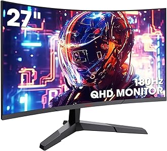 KOORUI 27-Inch Gaming Monitor, Fast VA Panel QHD, R1500, 180Hz, 1ms, DCI-P3 85 percent, DP+HDMI, Game Mode, Eye Protection, Rocker Button Three-Sided Narrow Bezel Design