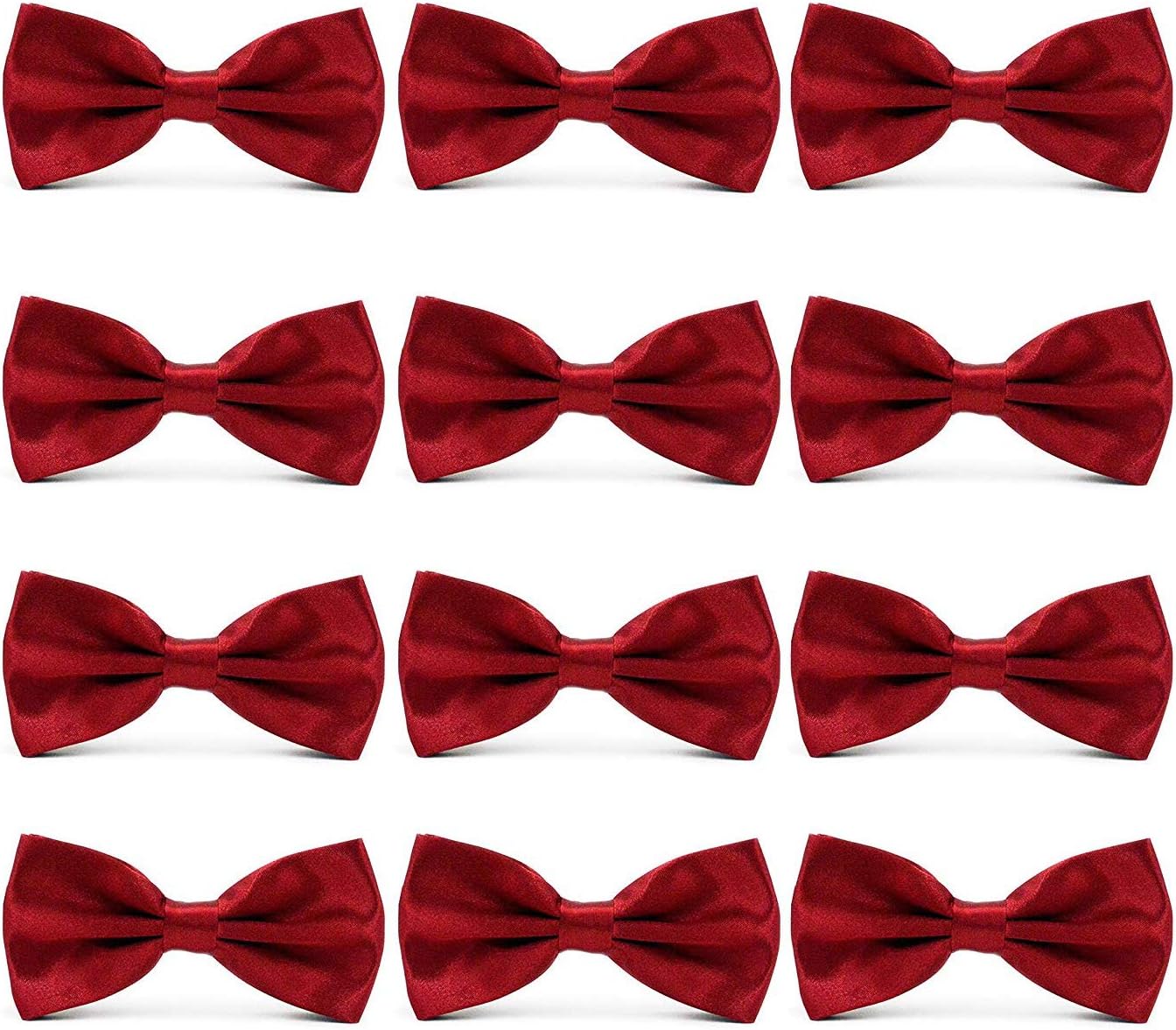 Men's Bowties Formal Satin Solid - 6/12 Pack Bow Ties Pre-tied Adjustable Ties for Men Many Colors Option in bulk
