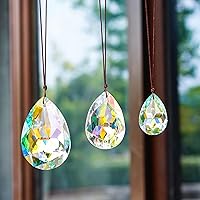 Vista 9 de 3 piezas de prismas de cristal de 2/2.5/3 pulgadas, atrapasoles de candelabro, adornos colgantes coloridos de Bauhinia, creadores de arcoíris
