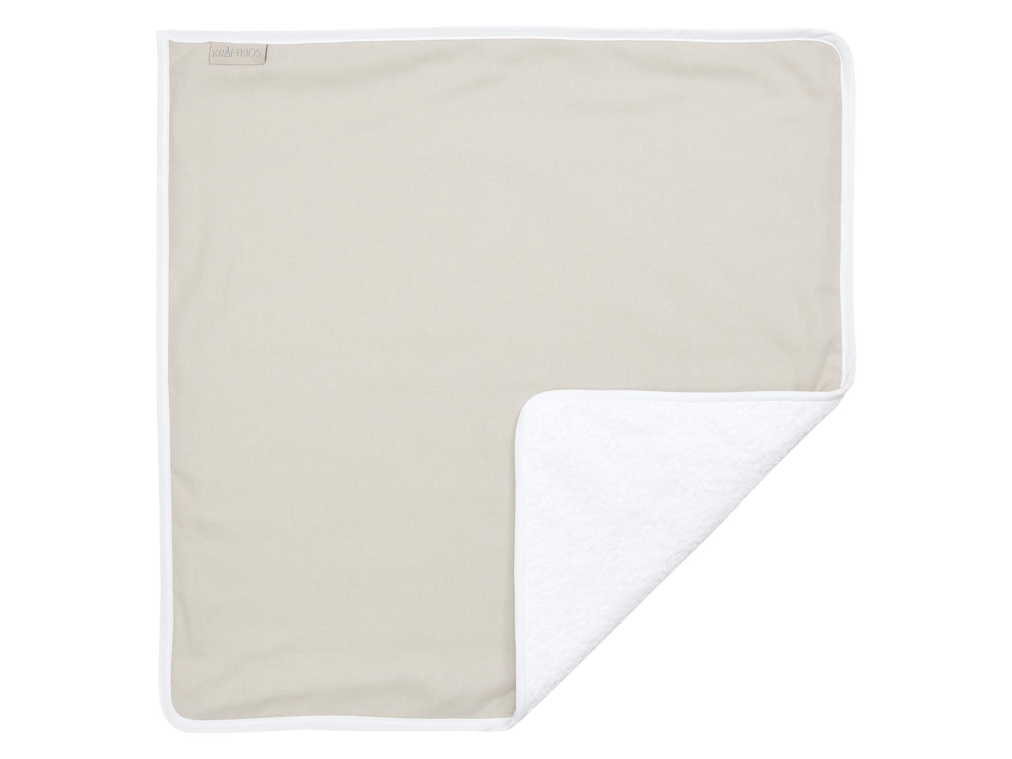 KraftKids Wickeltischunterlage Leinen Natur Braun, Windelmatte aus 100% Baumwolle, wasserundurchlässige Reise-Wickelunterlage