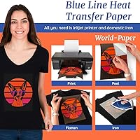 Vista 2 de Línea azul 8,5 x 11 de papel de transferencia de calor para impresora de inyección de tinta plancha para tela oscura 50 hojas*