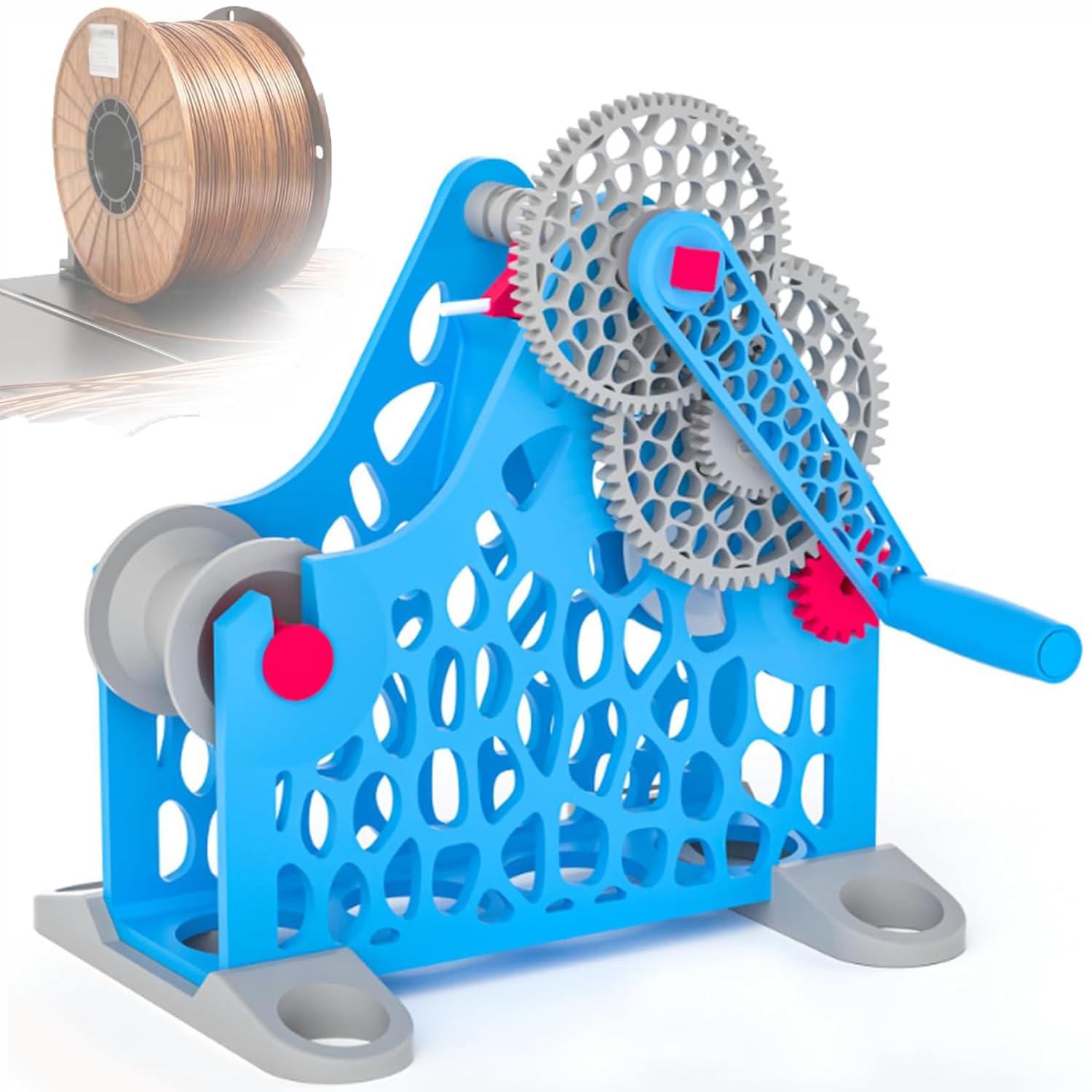 3D-Drucker-Filament-Respooler, handgekröpfter manueller Retraktor für 1-kg-Spulen, modulares Design, leicht zerlegt und verstaubar, kein Strom für 3D-Druck erforderlich