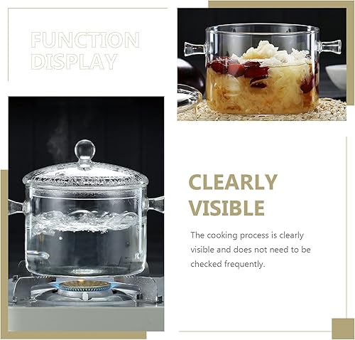 Miniatura 5 de Ollas de vidrio transparente para cocinar en la estufa, olla de vidrio para estofado de sopa de vidrio con tapa, olla de cocina de vidrio, olla de