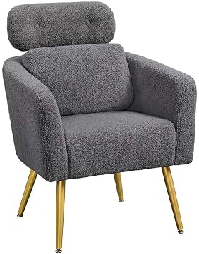 Yaheetech Butaca de Salón con Reposacabezas Ajustable 3 Posiciones Silla de Ocio Respaldo Ergonómico y Soporte Lumbar Sillón Relax Individual Carga 136 kg para Salón, Dormitorio, Oficina Gris