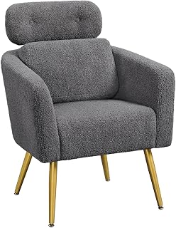 Yaheetech Butaca de Salón con Reposacabezas Ajustable 3 Posiciones Silla de Ocio Respaldo Ergonómico y Soporte Lumbar Sillón Relax Individual Carga 136 kg para Salón, Dormitorio, Oficina Gris