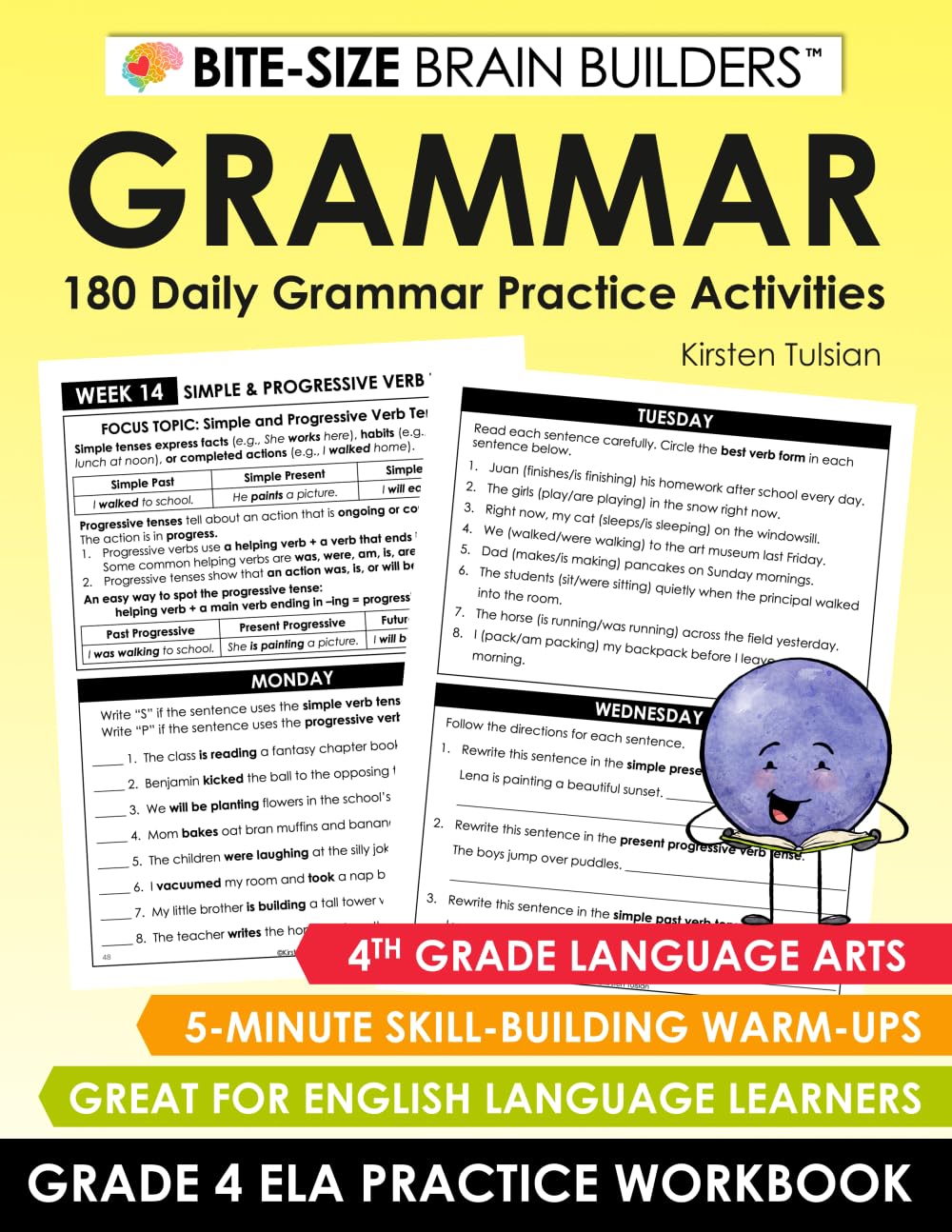 180 Daily Grammar Practice Activities: 4th Grade Language Arts Lessons and Skill-Building Warm-Ups (Bite-Size Brain Builders Workbooks)